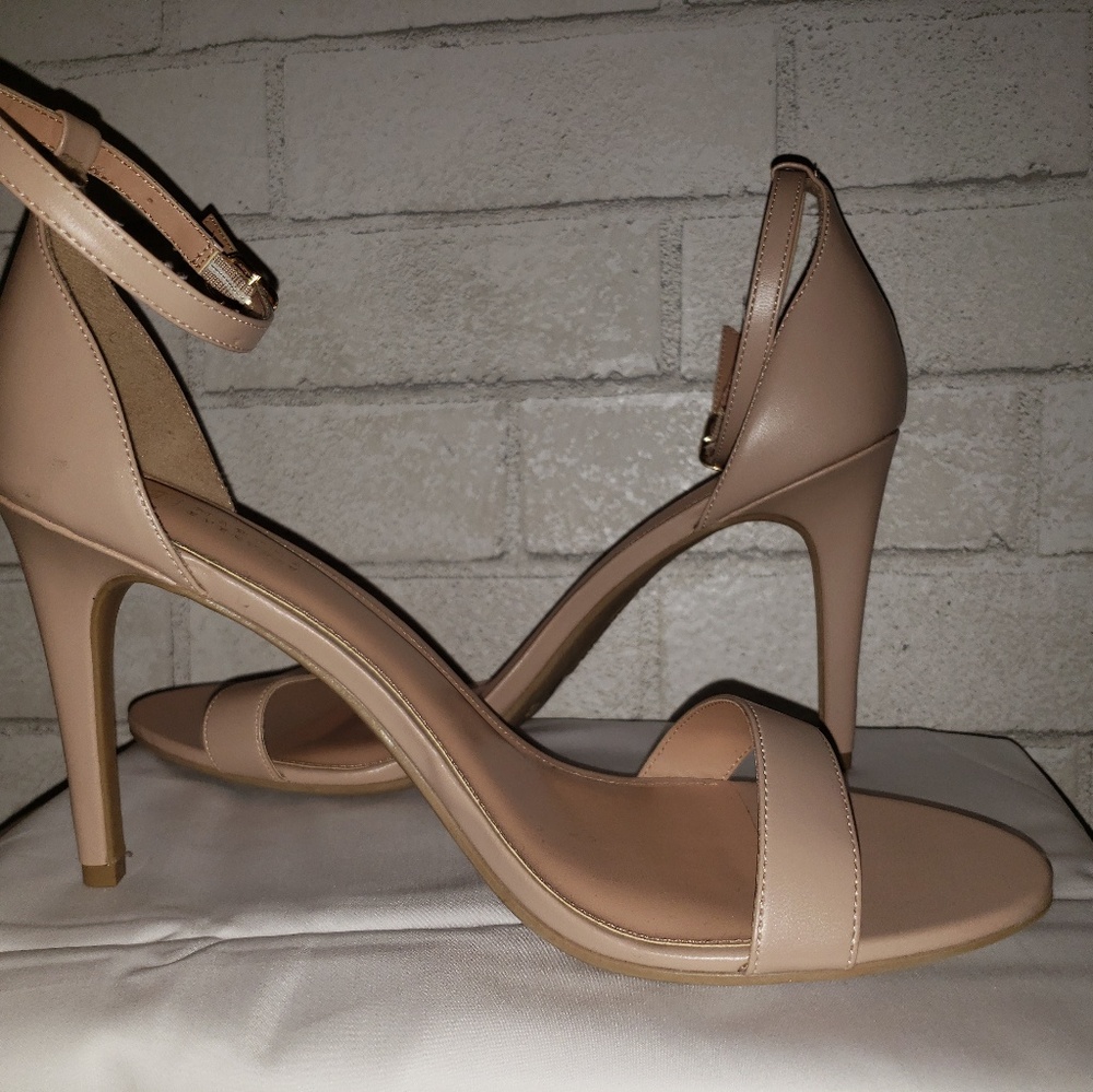 Tan 4 inch stiletto open toe shoes